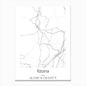 Iizuna,Japan Minimalist Map Canvas Print