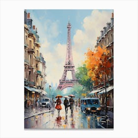 Charm in the Clouds: Eiffel Tower's Parisian Skyline Vista Canvas Print