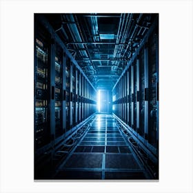 Abandoned Data Center Featuring Racks Filled With Mainframes And Servers Intricate Electronic Hardw 2 1 Canvas Print