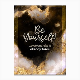 Be Yourself Gold Star Space Motivational Quote Canvas Print