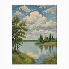 Cloudy Sky Over Lake Canvas Print