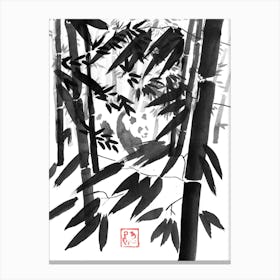 Panda in Bamboo Forest Canvas Print