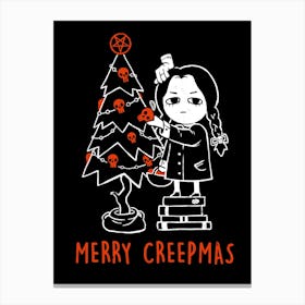 Merry Creepmas - Dark Funny Goth Girl Halloween Christmas Gift Canvas Print