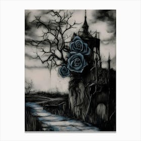 Dark Gothic Roses On The Road Canvas Print