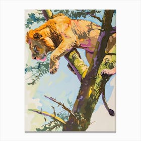 Transvaal Lion Climbing A Tree Fauvist Painting 1 Canvas Print