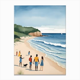 People On The Beach Painting (55) Canvas Print