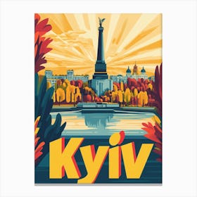 Aihrgdesign A 1970s Inspired Travel Poster For Kyiv Depicting 53f9447c 2751 4554 9e32 6dd3985d222e 0 Canvas Print