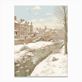 Vintage Winter Illustration Cardiff United Kingdom Canvas Print