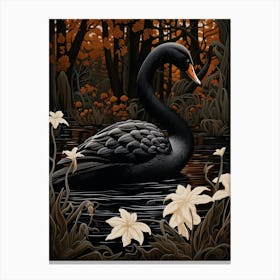Dark And Moody Botanical Swan 2 Canvas Print