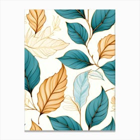 Seamless Pattern With Colorful Leaves 1 Canvas Print