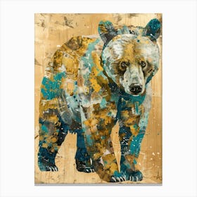 Bear Gold Effect Collage 3 Canvas Print
