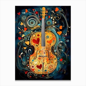 Swirl Instrument With Hearts Canvas Print