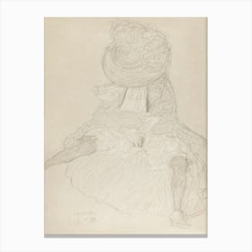 Seated Woman From The Front With Hat, Face Hooded (1910), Gustav Klimt Canvas Print
