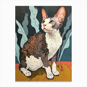 Cornish Rex Relief Illustration 4 Canvas Print