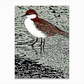 Dipper 2 Linocut Bird Canvas Print
