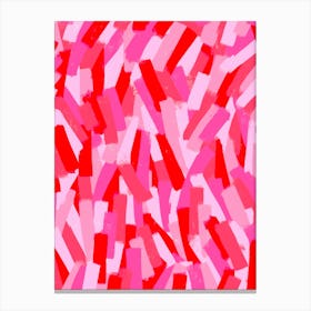 Pink And Red Abstract Brush Stroke Stripes Canvas Print