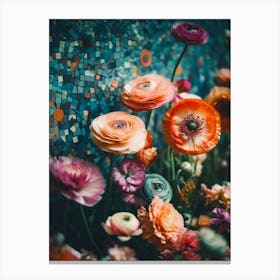 Flowers And Mosaic Canvas Print