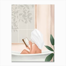 Reading Girl in Bathtub Canvas Print