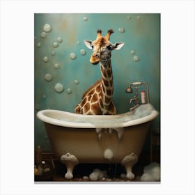 Giraffe In Bathroom 2 Canvas Print