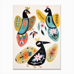Folk Style Bird Painting Canvasback 1 Canvas Print