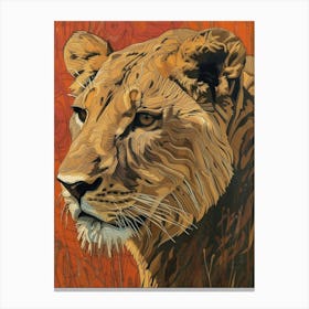 African Lion Relief Illustration Portrait 1 Canvas Print