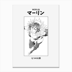 Merlin Nanatsu no Taisai Black and White Canvas Print