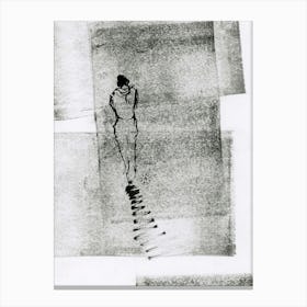 Walk Away - minimal vertical person woman grey neutral figure Canvas Print