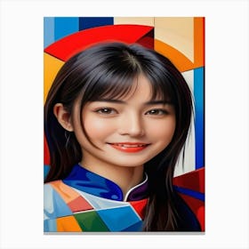 Mujer Oriental Con Entorno De Colores Canvas Print