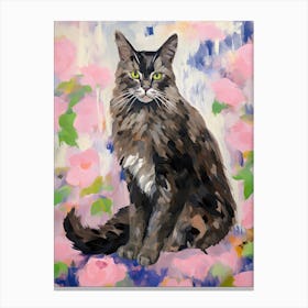 A Maine Coon Cat Painting, Impressionist Painting 2 Canvas Print