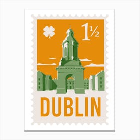Dublin City Stamp Orange Canvas Print