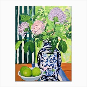 Flowers In A Vase Still Life Painting Lilac 1 Canvas Print