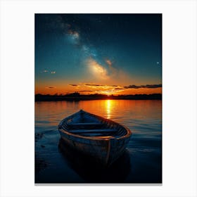 Boat At Sunset 4 Canvas Print