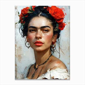 Mexican woman portrait painting Canvas Print