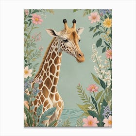 Giraffe In The Garden Canvas Print