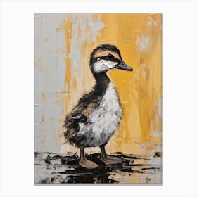 Black White & Yellow Duckling Gouache 1 Canvas Print