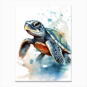 Baby Turtle Watercolour Nursery 3 Canvas Print