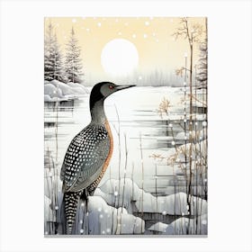 Winter Bird Painting Common Loon 1 Canvas Print