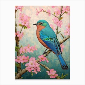 Ohara Koson Inspired Bird Painting Eastern Bluebird 3 Canvas Print