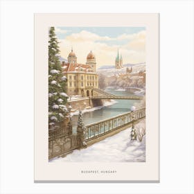 Vintage Winter Poster Budapest Hungary 6 Canvas Print
