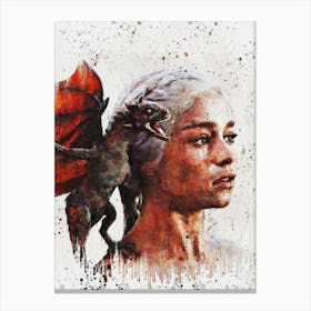Daenerys And The Dragons Game Of Thrones Paint Canvas Print