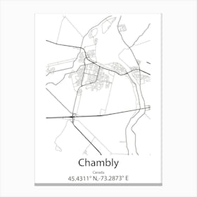 Chambly,Canada Minimalist Map Canvas Print