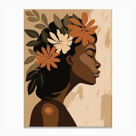 Black Woman With Flowers Canvas Print