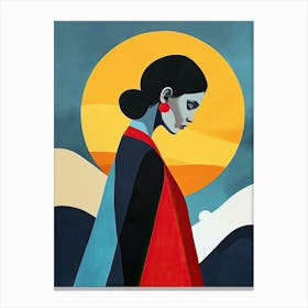 Woman In Front Of The Sun, Minimalism Canvas Print