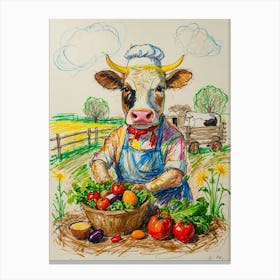 Cow In The Garden Canvas Print