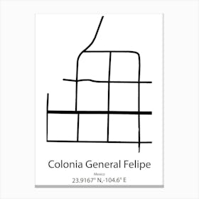 Colonia Del Sol,Mexico Minimalist Map Canvas Print