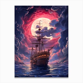 Ship In The Moonlight 1 Canvas Print