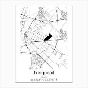 Longueuil,Canada Minimalist Map Canvas Print