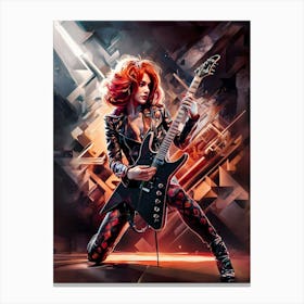 Female Rock Guitarist Painting #1 Canvas Print