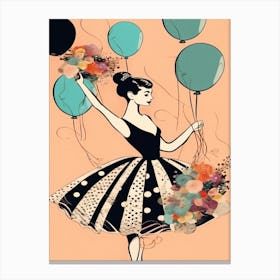 Audrey Hepburn Style - Girl With Balloons 1 Canvas Print