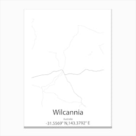 Wilcannia,Australia Minimalist Map Canvas Print